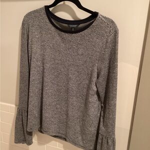 Lucky Brand Navy and White Striped Long Sleeve Top
